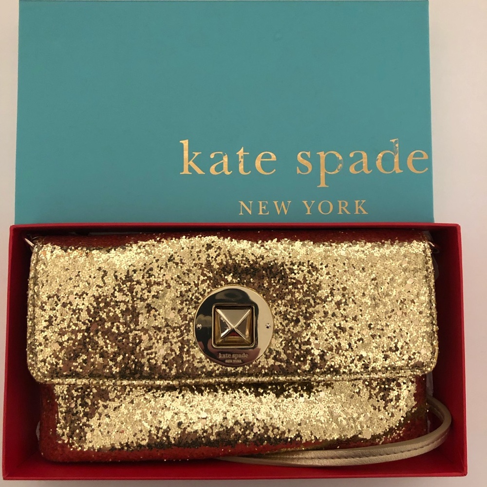 Kate Spade Gold Sparkle Clutch/Crossbody